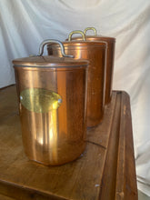 Load image into Gallery viewer, Set of 3 De la Cuisine Vintage Copper Canisters
