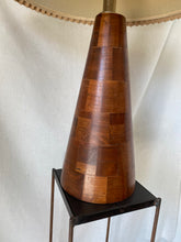 Load image into Gallery viewer, Mid Century Modern Amter Craft Walnut Patchwork Wood Lamp
